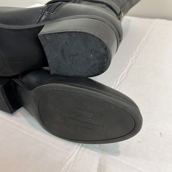 Ralph Lauren RLL Black Leather knee high Boots, Size 8.5 - Picture 3 of 14